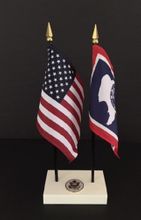 Wyoming and US Flag Executive Desk Set