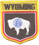 Wyoming Flag Shield Patch w/Gold Border