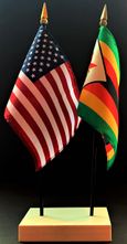 Zimbabwe and US Flag Desk Set