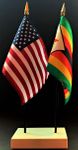 Zimbabwe and US Flag Desk Set