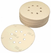 6" Diameter, 8 Hole Hook and Loop Platinum Paper Sanding Discs, P180C Grit, Box of 50.