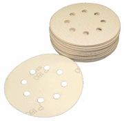8 Hole Hook and Loop Platinum Paper Sanding Discs, 5" Diameter, P400C Grit, Box of 50.