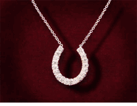 14K Genuine Diamond Horseshoe Pendant