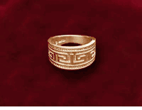 14K Gold Greek Key Ring