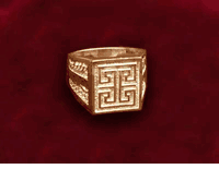 Men's 14K Gold Greek Key Ring