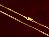 Solid 14K Gold 014gauge Rope Chain
