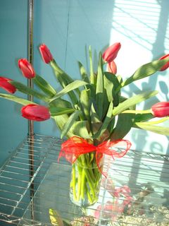 10 red tulips