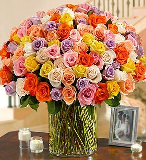 100 Premium Long Stem Multicolored Roses for Mom