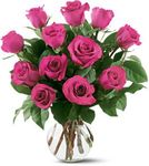 12 Hot Pink Roses