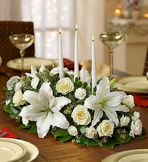 All White Holiday Centerpiece 