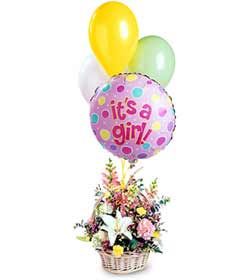 Baby Girl Bouquet with Balloons