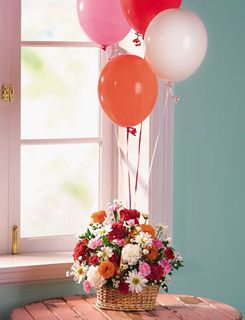 Basket Flowers with Balloons medium