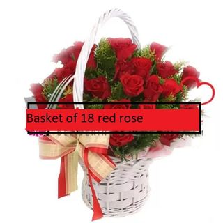 Basket of 18 red rose
