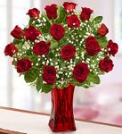 Blooming Love Valentine Day  Premium Red Roses in Red Vase