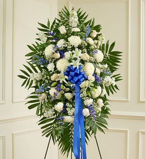 Blue and White Sympathy Standing Spray 