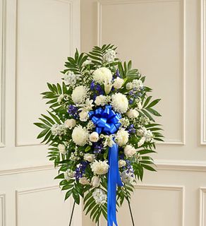 Blue and White Sympathy Standing Spray 