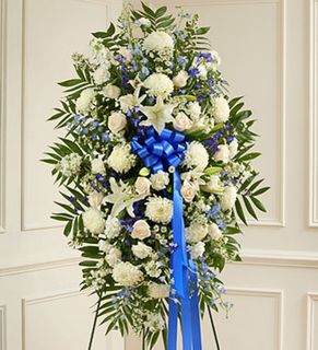 Blue and White Sympathy Standing Spray 