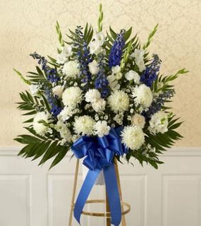 Blue and White Sympathy Standing Spray