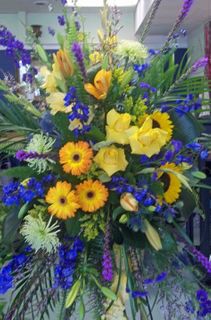 blue yellow flower sympathy