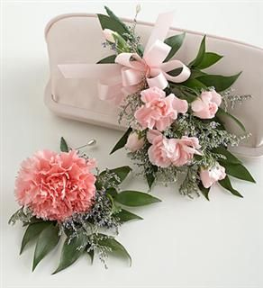 Carnation Corsage & Boutonniere Package 