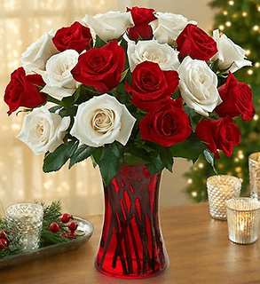 Red and white Rose Arrangements