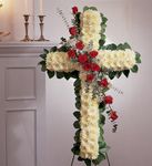 Cross with Roses Sympathy Flowers