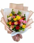 Bouquet Of 24 White, Pink, yellow, And Red Roses