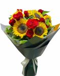 Bouquet Of Red Roses and Sunflowers