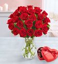 Two Dozen Red Roses with box chocolate
