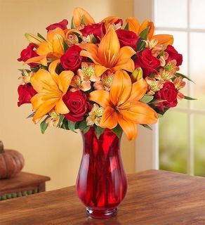 large-Autumn Rose & Lily Bouquet
