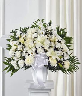 florist Irving -White Sympathy Basket