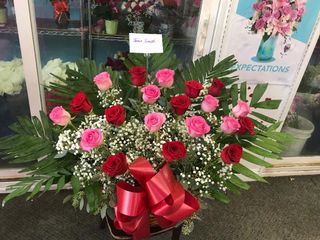 Pink and Red Rose Large Basket