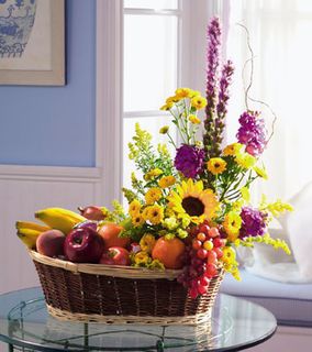 Fruit basket and Flower bouquet