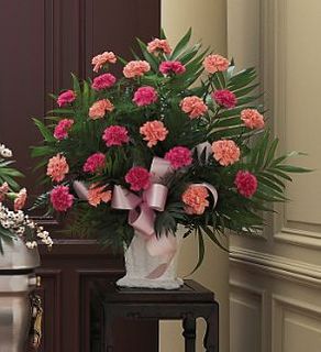 Funeral Flowers  Pink Sympathy Flowers Classic Carnation Arrangement Flowers