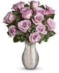 Happy Valentine Day a Dozen Lavender Roses Bouquet