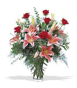 Irving Florist TF115-1 - Red Roses & Stargazers
