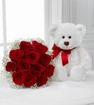 Meant to Be Rose Bouquet with Bear