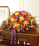 Multicolor Bright Mixed Flower Half Casket Cover