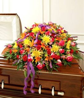 Multicolor Bright Mixed Flower Half Casket Cover