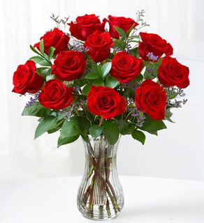 One Dozen Brilliant Red Roses