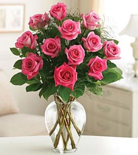 One Dozen Long-Stem Pink Roses