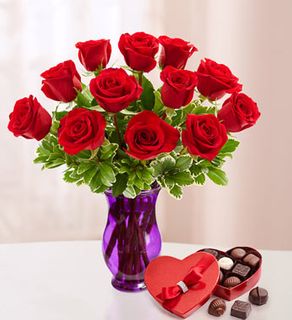 One Dozen Roses and Chocolate 