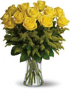 One dozen yellow roses