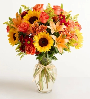 Orange lily and sunflower