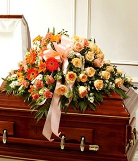 Peach, Orange & White Mixed Half Casket Cover