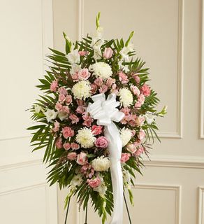 Pink and White Sympathy Standing Spray 