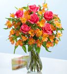  Pink Rose and Orange Peruvian Lily Bouquet 