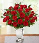 Premium Long Stem Red Roses in Silver Vase 