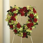 Red heart shaped standing wreath sympathy