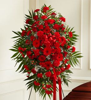 Red Mixed Sympathy Standing Spray 